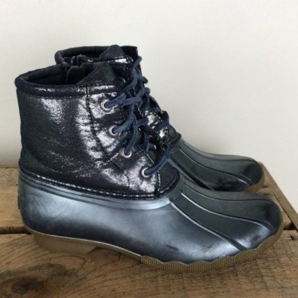 Sperry Other - SPERRY waterproof metallic blue saltwater duck boots us girls / youth size 3